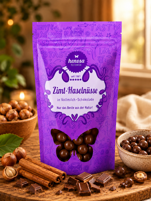 Haselnusskerne mit Vollmilchschokolade und Zimt