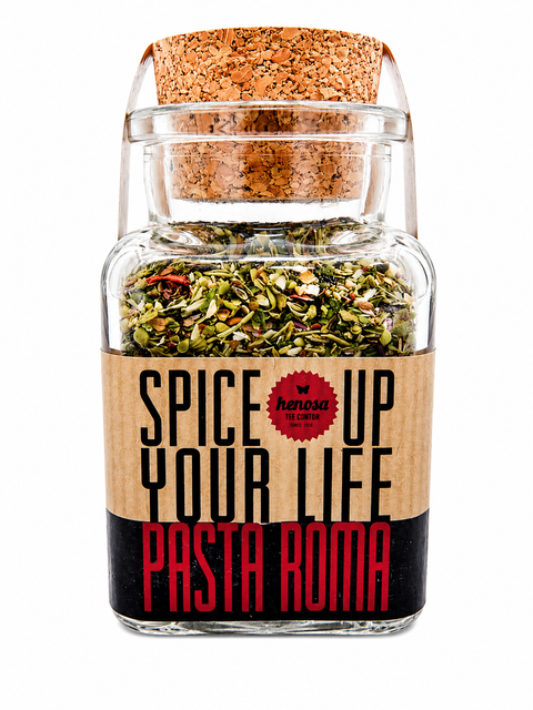 Bio Pasta Roma, Pizza Spaghetti Gewürz im Korkenglas