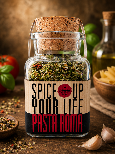 Bio Pasta Roma, Pizza Spaghetti Gewürz im Korkenglas