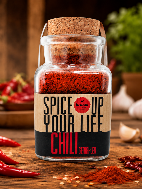Bio Chili gemahlen im Korkenglas