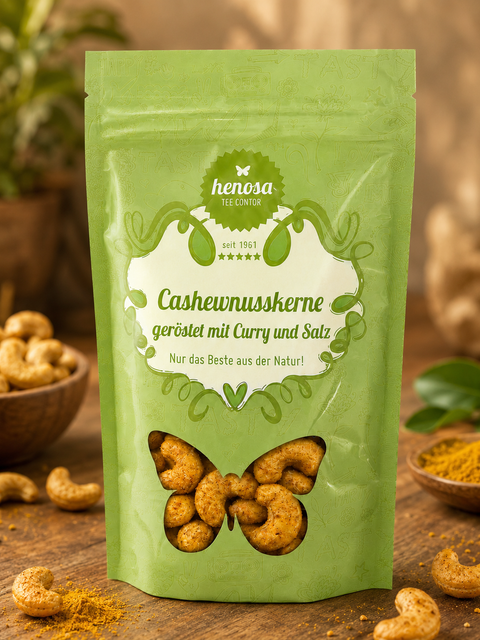Cashewkerne geröstet mit Curry und Salz