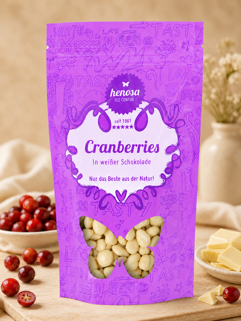 Cranberries in weißer Schokolade