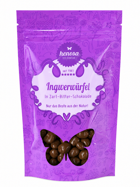 Ingwerwürfel in Zartbitterschokolade