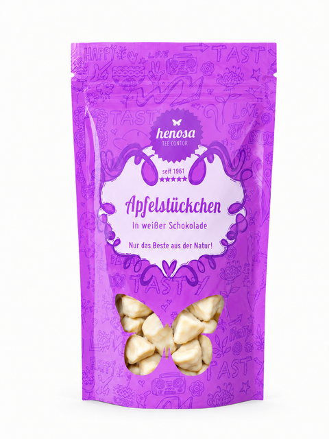 Apfelringe in weißer Schokolade