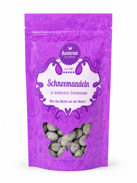 Schneemandeln in Milchschokolade