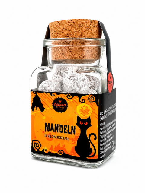 Halloween Mandeln im Korkenglas