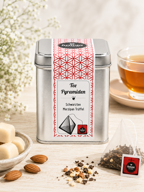 Schwarztee Marzipan Trüffel Pyramiden