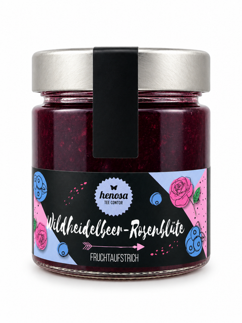 Fruchtaufstrich Wild-Heidelbeer-Rosenblüte